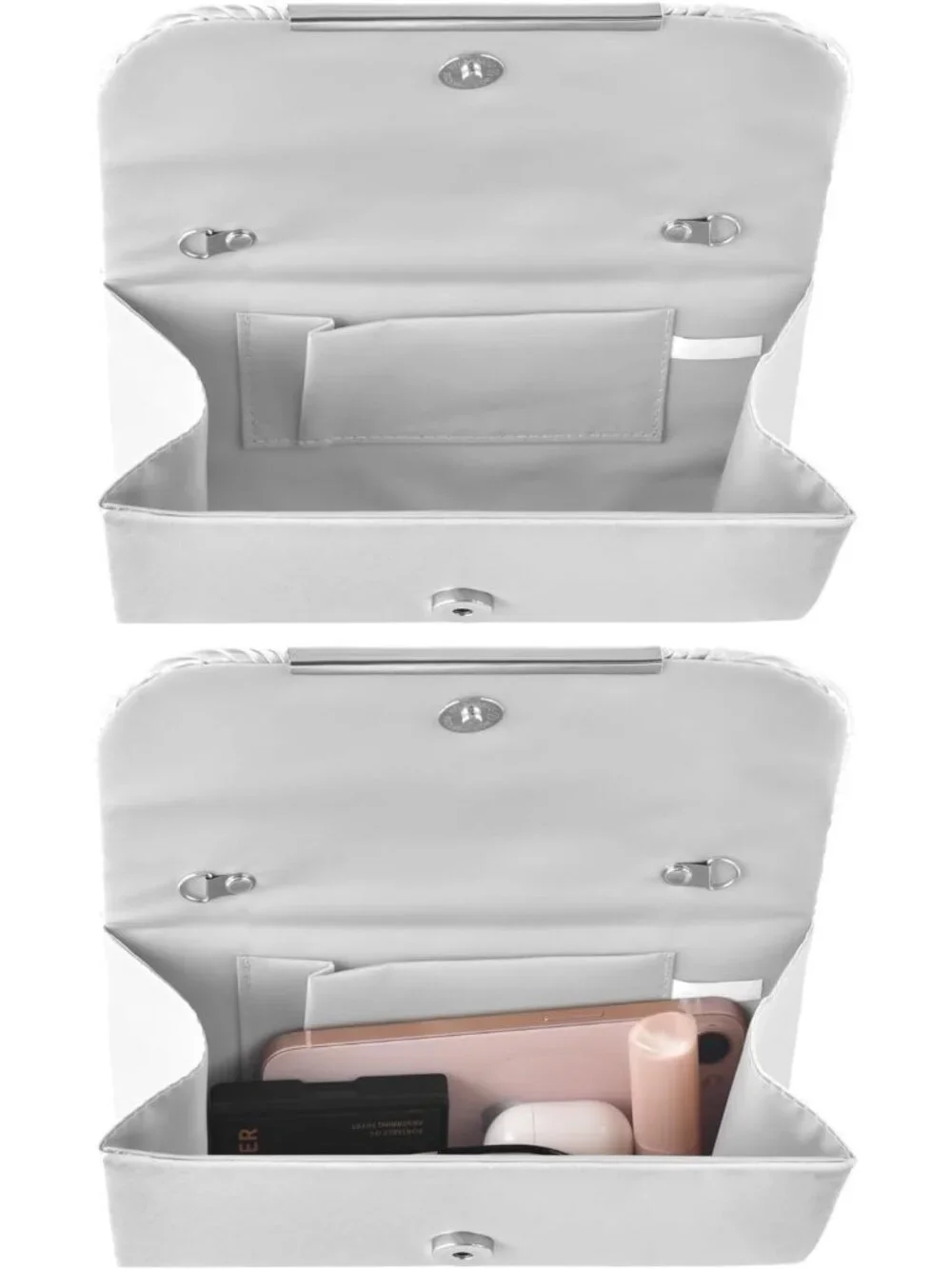 Women's White Clutch Purse Evening Envelope Wedding Crossbody Shoulder Bag